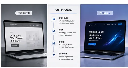 An outdated small-business website redesigned into a modern, conversion-focused site